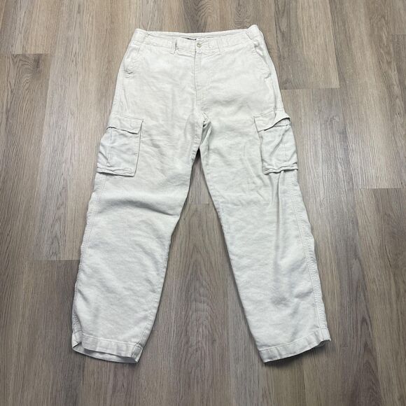 Tommy Bahama Pants Mens 33 Beige Silk Linen Blend Cargo Pockets Lightweight - Picture 1 of 13